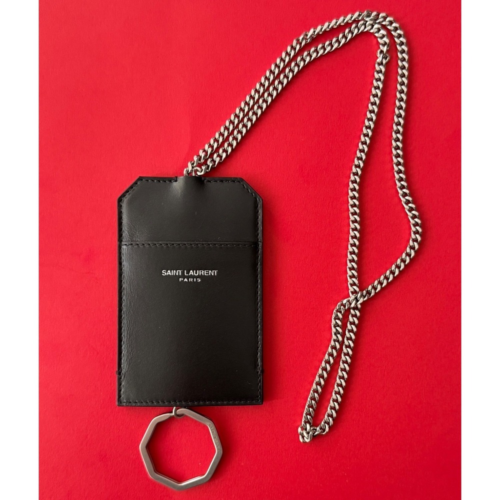 Saint Laurent Leather Lanyard Card holder key chain, 712614, New - Picture 7 of 10